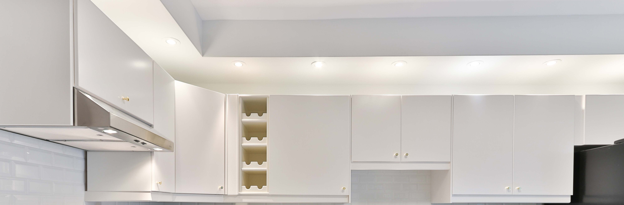 led lights, downlights, white kitchen