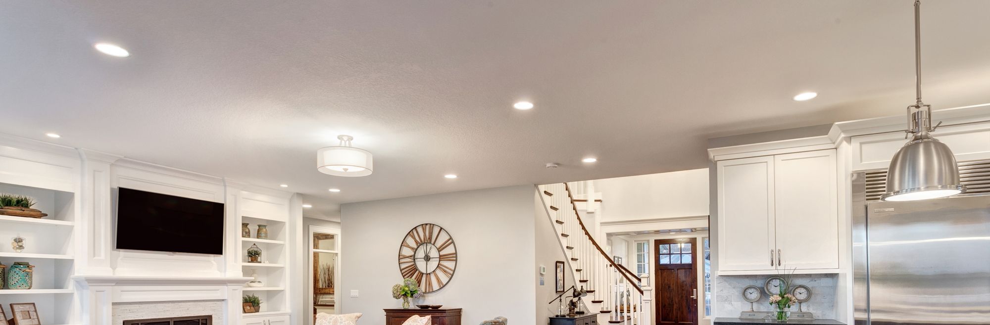 Downlights in white room